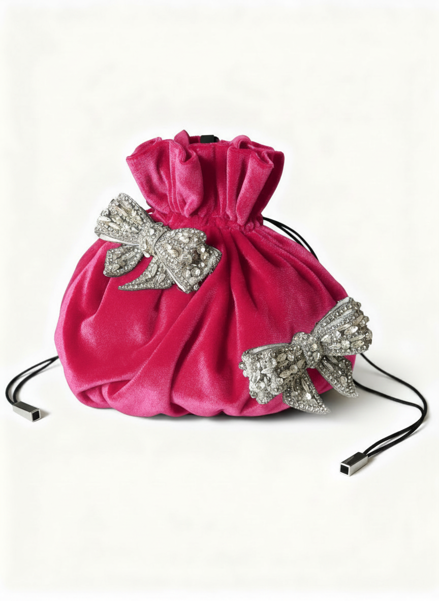 BORSA POCHETTE IN VELLUTO CON FIOCCHI GIOELLO