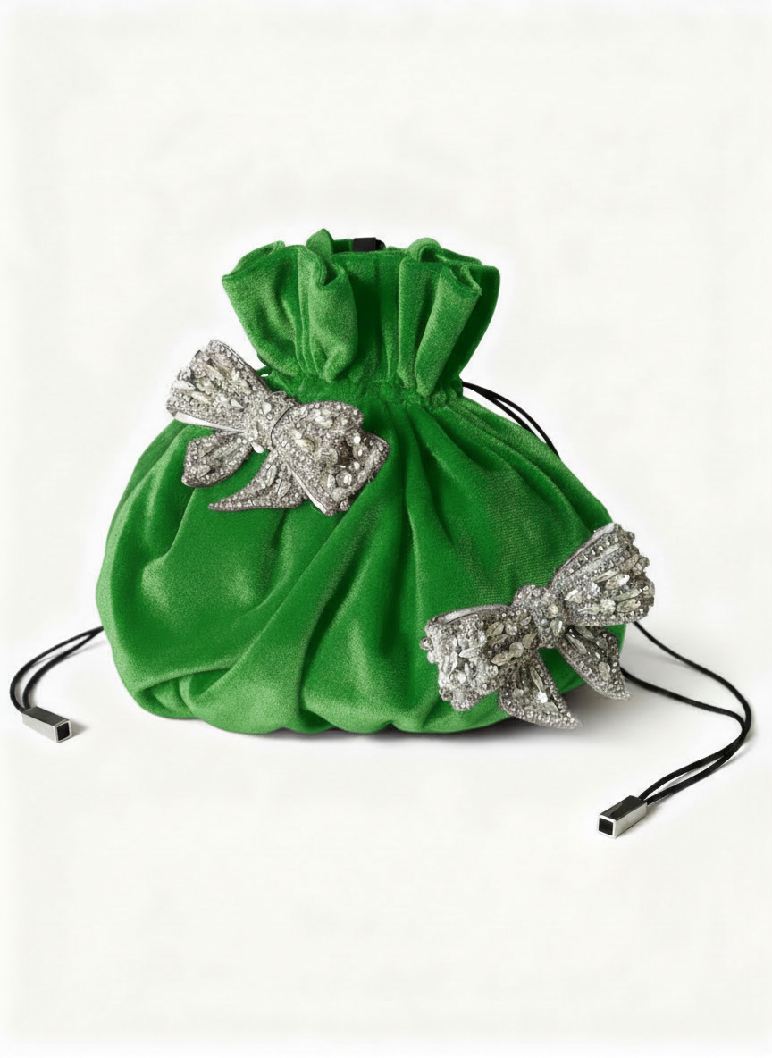 BORSA POCHETTE IN VELLUTO CON FIOCCHI GIOELLO