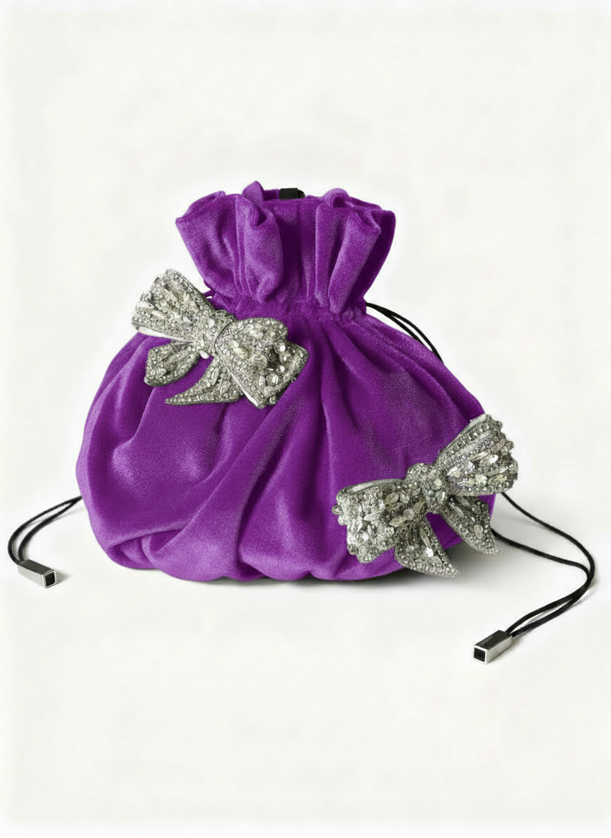 BORSA POCHETTE IN VELLUTO CON FIOCCHI GIOELLO