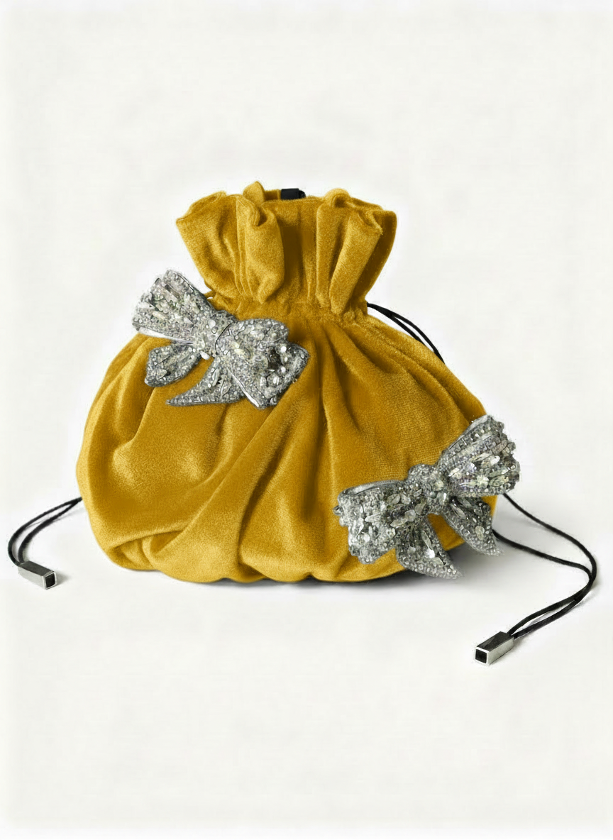 BORSA POCHETTE IN VELLUTO CON FIOCCHI GIOELLO