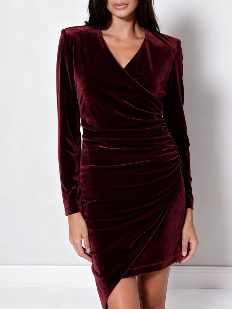 VESTITO CORTO VELLUTO CON ARRICCIO