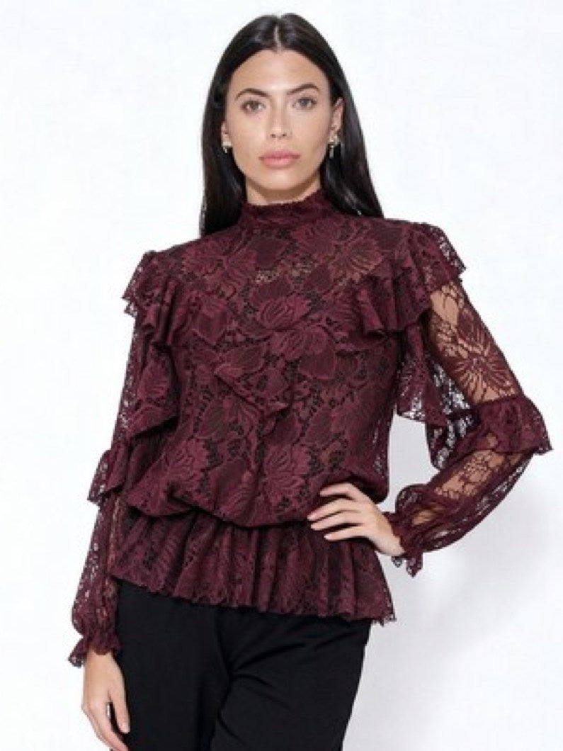 BLUSA PIZZO CON ROUCHE