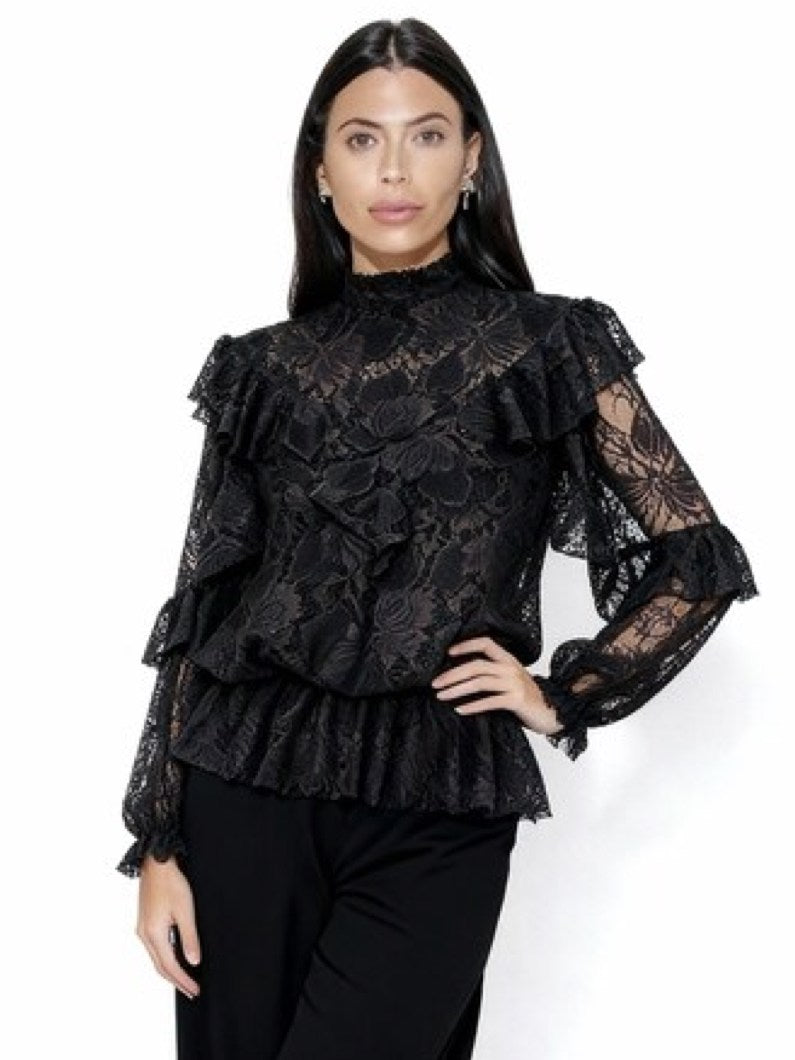 BLUSA PIZZO CON ROUCHE