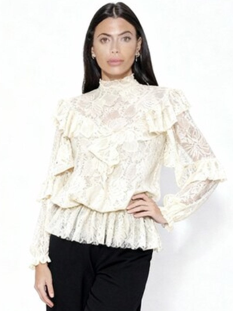 BLUSA PIZZO CON ROUCHE