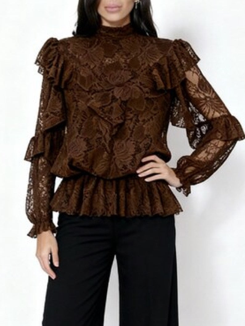 BLUSA PIZZO CON ROUCHE