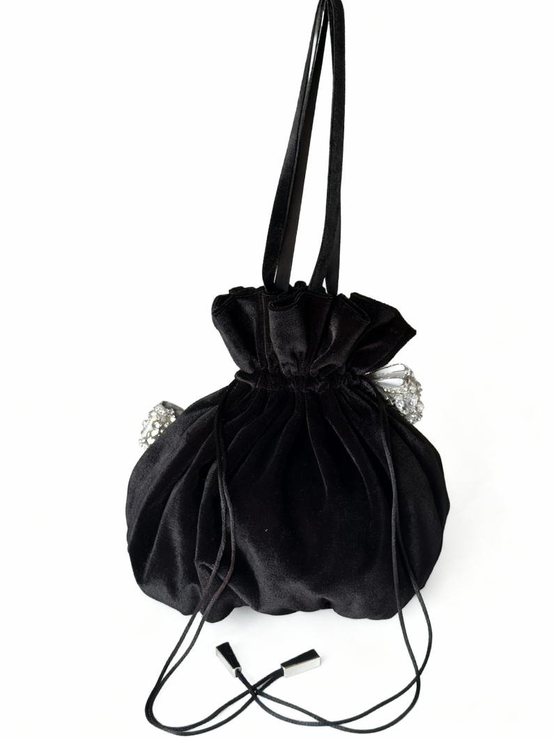 BORSA POCHETTE IN VELLUTO CON FIOCCHI GIOELLO