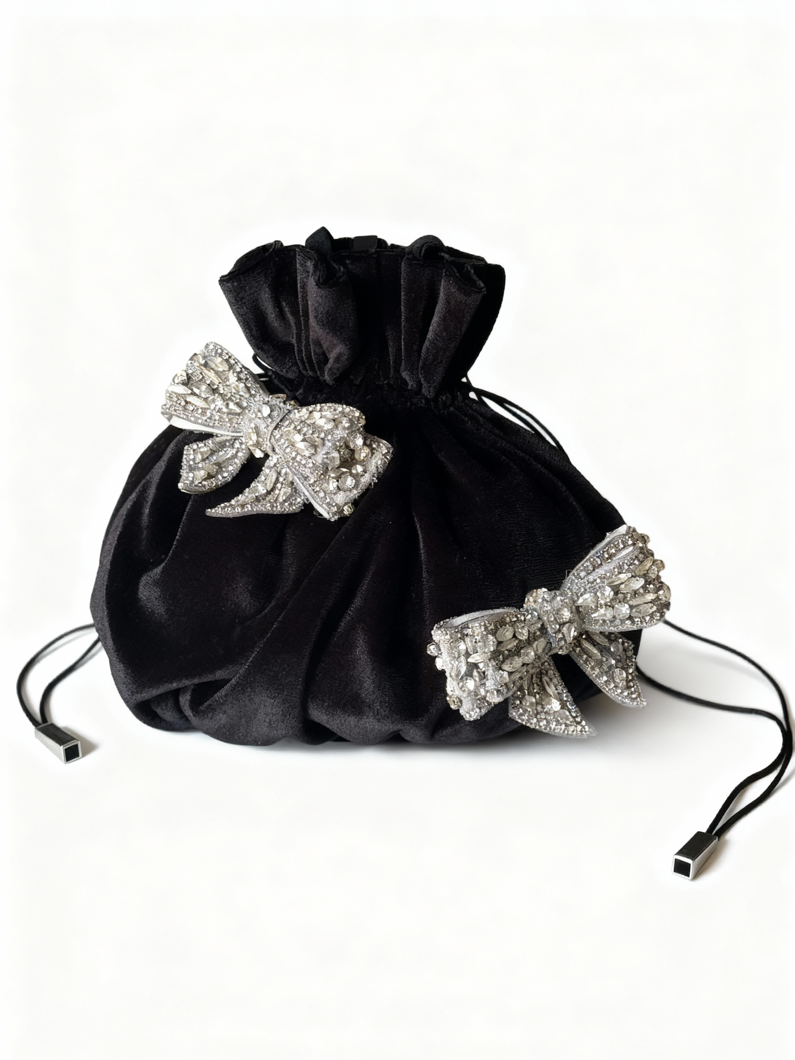 BORSA POCHETTE IN VELLUTO CON FIOCCHI GIOELLO