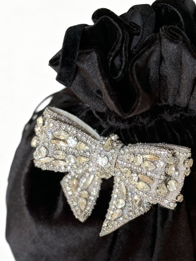 BORSA POCHETTE IN VELLUTO CON FIOCCHI GIOELLO