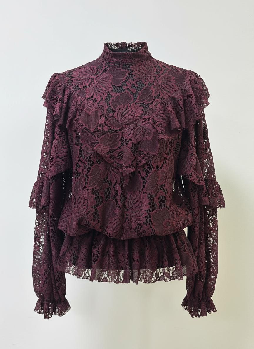 BLUSA PIZZO CON ROUCHE