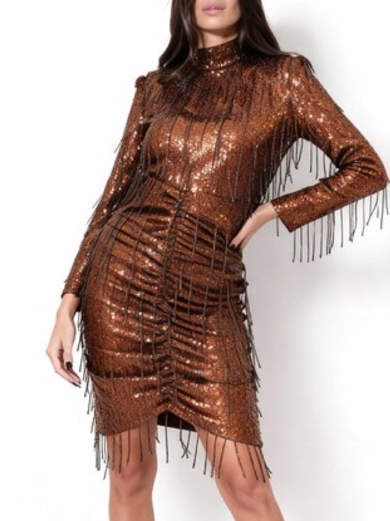 VESTITO PAILLETTES CON FRANGE
