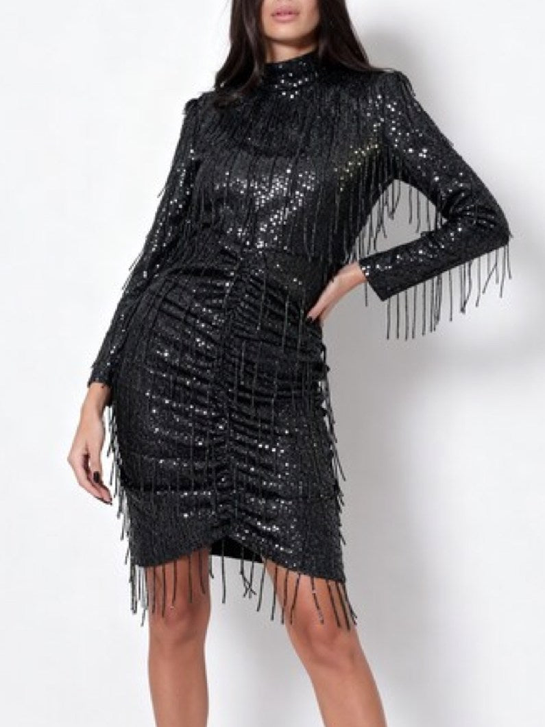 VESTITO PAILLETTES CON FRANGE